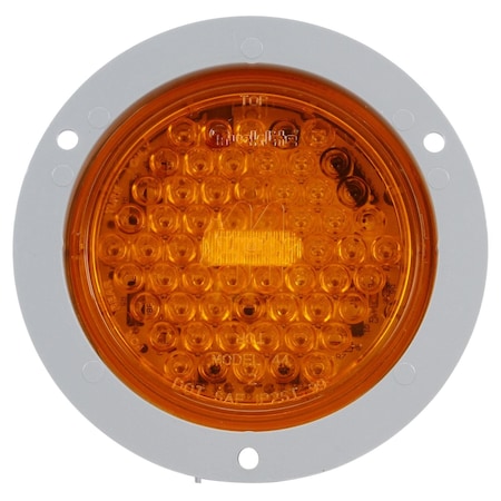 Truck-Lite Super 44, Led, Strobe, 42 Diode, Round Yellow, Gray Flange Mount, Fit 'N Forget S.S., 12V 44213Y